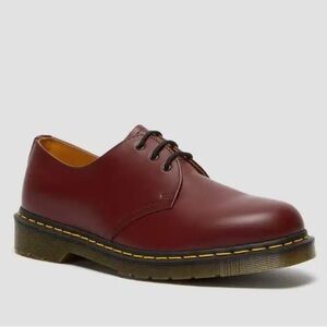 Dr. Martens NEW Smooth Leather Oxford Shoes Cherry Red Lace Up Chunky Minimalist